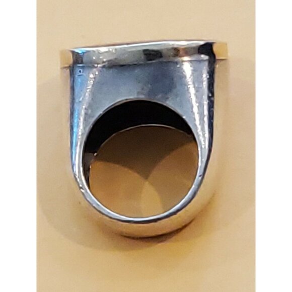 Vintage Mid Century Sterling & 14 Yellow Gold Carnelian Ring Size 7.5 - Picture 3 of 5